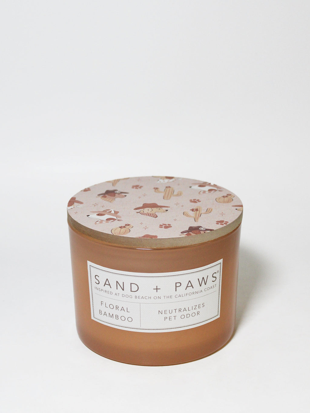 Premium Sand + Paws Floral Bamboo 12 oz scented candle
