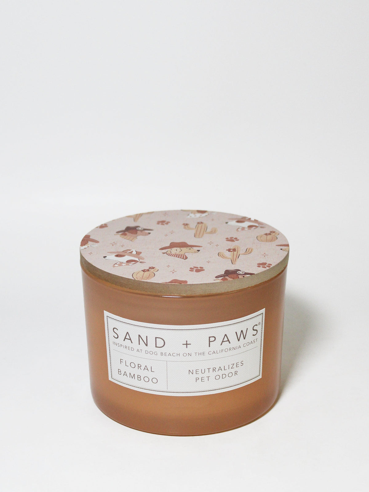 Premium Sand + Paws Floral Bamboo 12 oz scented candle